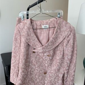 Vintage Neiman Marcus Blush Pink Jacquard Double-Breasted Blazer